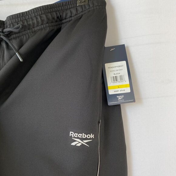 Reebok Excel OB Slim Jogger Pants Men Size L Black Piped Athletic Sweatpants NWT - Picture 4 of 10